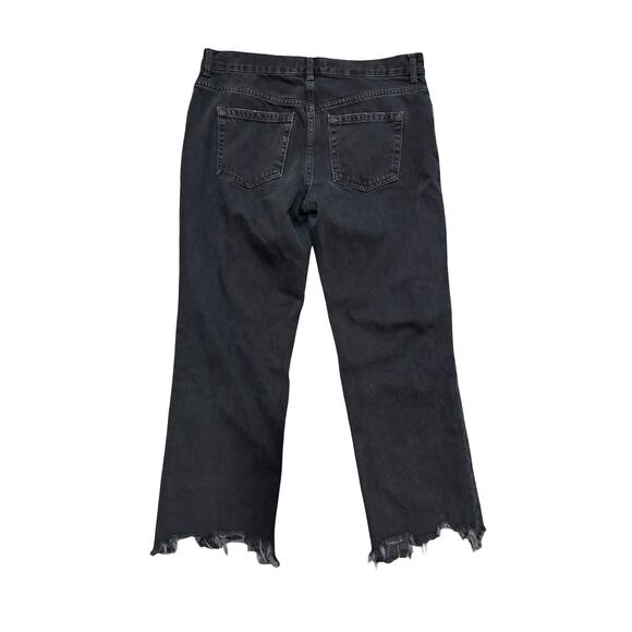 Free People Maggie Distressed Straight Leg Jeans | Washed Black Raw Hem Size 28 - Picture 3 of 7